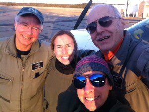March 1 Aerial Survey Team. L-R: NESAS pilot Bob Bisbee, CCS aerial observer Brigid McKenna, CCS flight co-ordinator Corey Accardo, and NESAS pilot Joe Chronic.