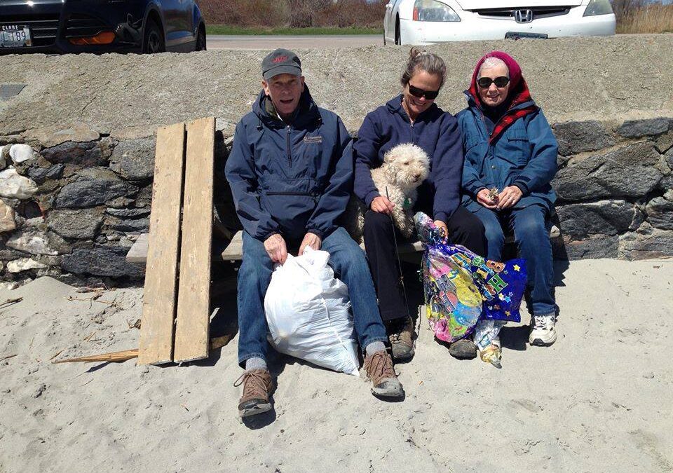 Laura, Peter and Janice Ludwig with Cocoa, Sachuest Beach, Middletown RI